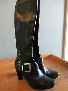 Womens Franco Sarto Buckeye Boots Size 7.5 M Black Great Used 