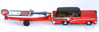 1958 HAJI FRICTION BUICK STATION WAGON WITH BOAT AND TRAILER MADE IN 