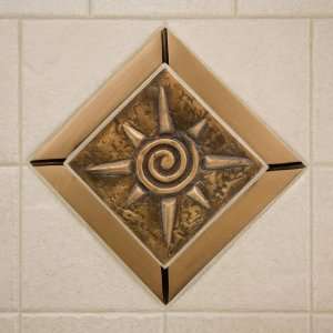  4 Solid Bronze Wall Tile with Sun Design   With 6 Tile 