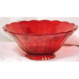  8.5 Ruby Red Glass Nicole Pattern Serving Bowl Kitchen 