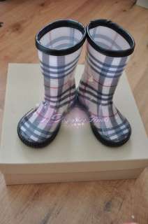 BNIB Burberry Check Wellington Rain Boots wellies kids  