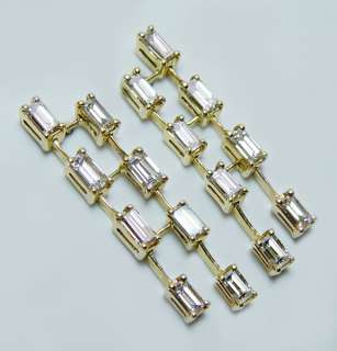 Designer HR 2.33ct Baguette Diamond Earrings 18K Gold  