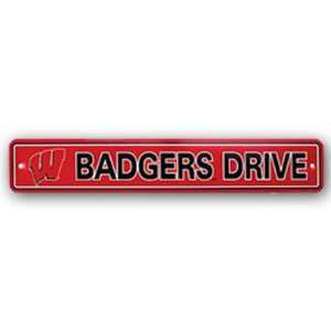    Wisconsin Badgers 4 x 24 Styrene Street Sign Red