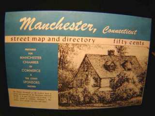 MANCHESTER, CT. Fold Out STREET MAP, circa 1970s  