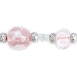  Blue Moon Eye Glass Strung Beads   7 Inch Strand/Pink 