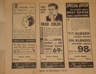 Rexall Drug Stores Newspaper Advertisement Booklet Ads  