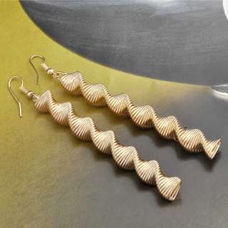 Fashion Dangle Earrings,Gold tone Twisted Columns Drop  