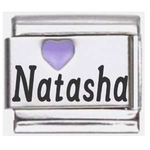    Natasha Purple Heart Laser Name Italian Charm Link Jewelry