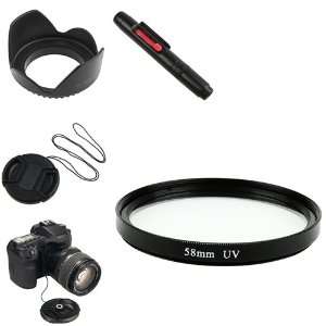  58MM LENS HOOD + UV FILTER + CAP + CAP Holder + Lens 