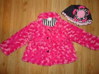 NWT NEW Cach Cach cachcach Flower Patch Chenille Jacket + Hat 2T 