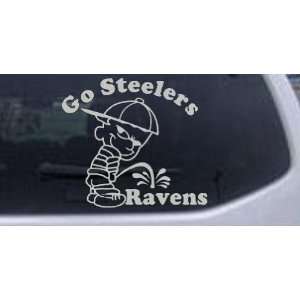 Silver 22in X 24.8in    Go Steelers Pee On Ravens Pee Ons Car Window 