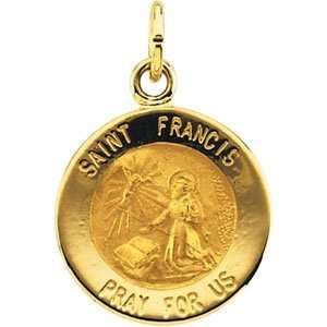  14K Gold Round St. Francis Stigmata Medal Jewelry