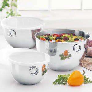 pc REVERE STAINLESS STEEL MIXING BOWL SET w/COVERS NW  