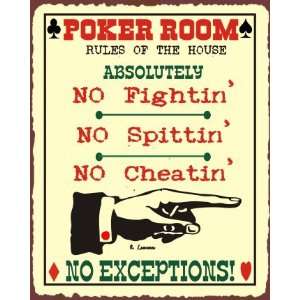  Rules Of The House Vintage Metal Art Game Room Poker Retro 