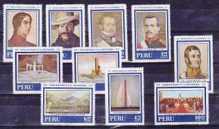 PERU MNH STAMPS Mi#813/22 art painting horse flag Military scenes 
