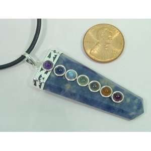  Sodalite with Chakra Crystal Accents Pendant Necklace 