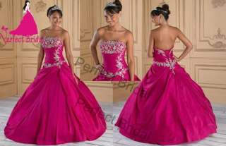 Fuchsia Ball Gown Wedding Party Prom Quinceanera Dress Debutante 