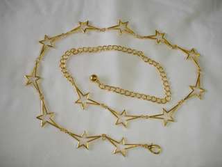 Hollow Star Pattern Gold Chain Metal Belt One Size New  