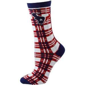  Houston Texans Ladies Red Navy Blue Plaid Socks Sports 