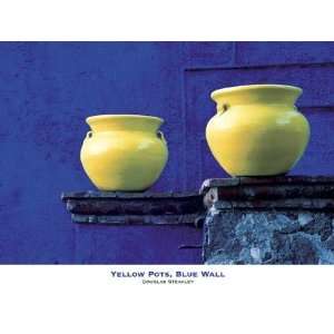 Yellow Pots Blue Wall by Douglas Steakley. Size 24 inches width by 18 