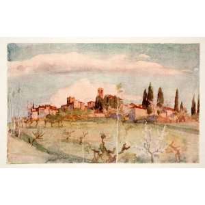  1905 Color Print Bibbiena Arezzo Tuscany Casentino Valley 