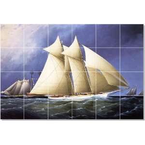James Buttersworth Ships Tile Mural Interior Renovations Idea  48x72 