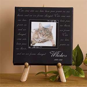   Memorial Canvas Table Top Art   Paw Prints On Our Hearts