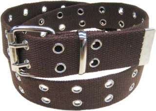 Canvas 2 Hole With Silver Grommet Belt in Brown XS   XL  