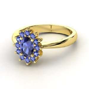    Aunt Stars Ring, Oval Sapphire 14K Yellow Gold Ring Jewelry
