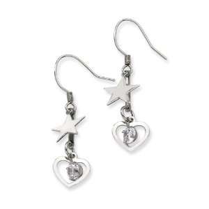  Chisel Stainless Steel Heart & Stars with CZ Stone Dangle 