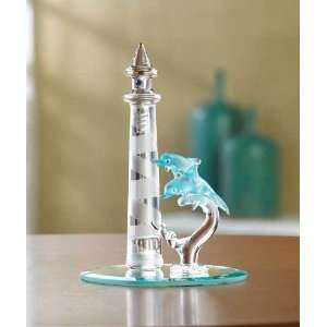  Color Glass Dolphin Lighthouse Statue / Figurine Kitchen 