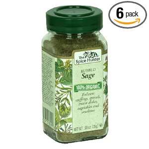 Spice Hunter Sage, Rubbed, Organic, 0.90 Ounces (Pack of 6)