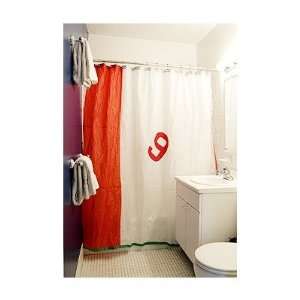  Spinnaker Shower Curtain in White Sailcloth with Red Panel 