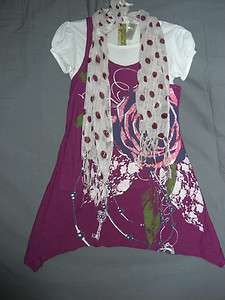 Live to Be Spoiled Purple Graphic Tunic with Scarf Size Large  