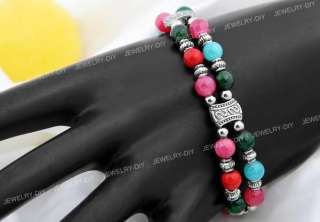 Womens Tibetan Silver Turquoise Jade Bracelet Bangle HOT  