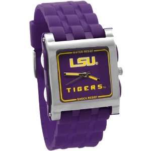  Tigers Purple Mens Square Stainless Steel Face Analog Sports Watch
