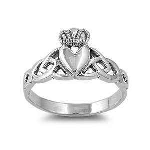 925 Sterling Silver 11mm High Polish Celtic Heart Design Fashion Ring 