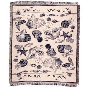  Ocean Treasures Seashells Birds Afghan Throw Blanket 50 x 