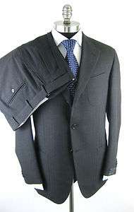 New RAFFAELE CARUSO Sartoria Italy Charcoal Herringbone Wool Suit 54 
