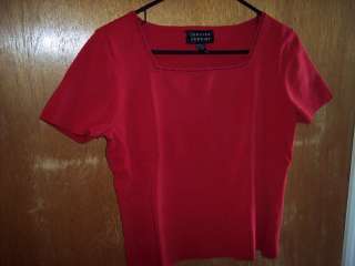 Spenser Jeremy XL silk blend RED Sweater womens shirt HOliday Apparel 