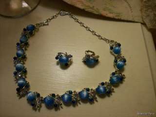 vintage CORA Necklace & Earrings Set~STUNNING BLUE MOONSTONE~Beautiful 