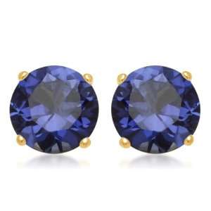   , September Birthstone, Created Ceylon Sapphire 7 mm Round Earrings
