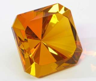 Oleg Cassini Yellow Crystal Sq Diamond Paperweight NIB  