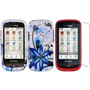 Blue Splash Hard Case Cover+LCD Screen Protector for Pantech Hotshot 