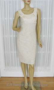   3290 Sz 4/2 Winter White Tweed Knit Dress Suit, Raffia, Matelasse NWT