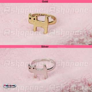 Lovely Cute Bronze/Silver Color Small Kitten Cat Ring  