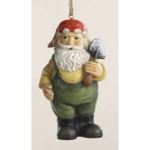   Santa Claus Gnome with Spade Shovel Christmas Ornament