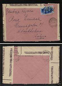 Italy to Sweden censor cover on 3 sides 1941  