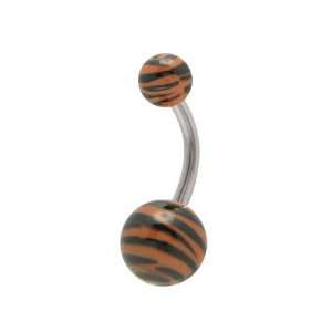  Acrylic Black and Brown Zebra Design Belly Ring Jewelry