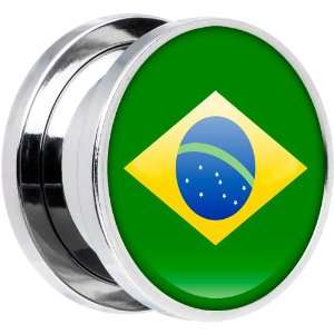  16mm Stainless Steel Brazil Flag Saddle Plug Jewelry